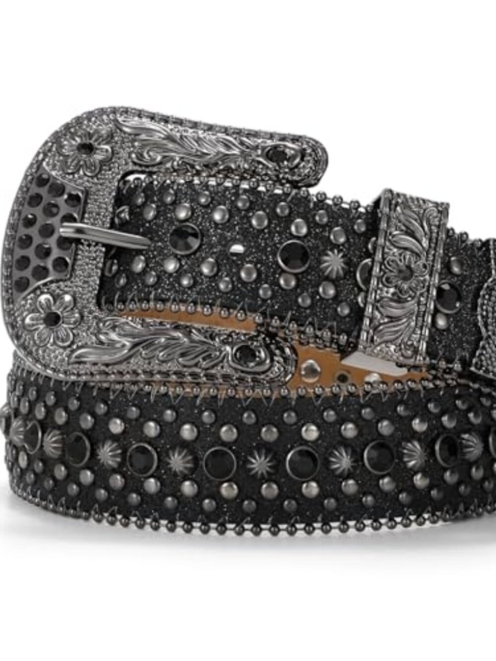 Rhinestone Belt Goth Bling Belts for Women Men Sparkly Western Cowboy Belt